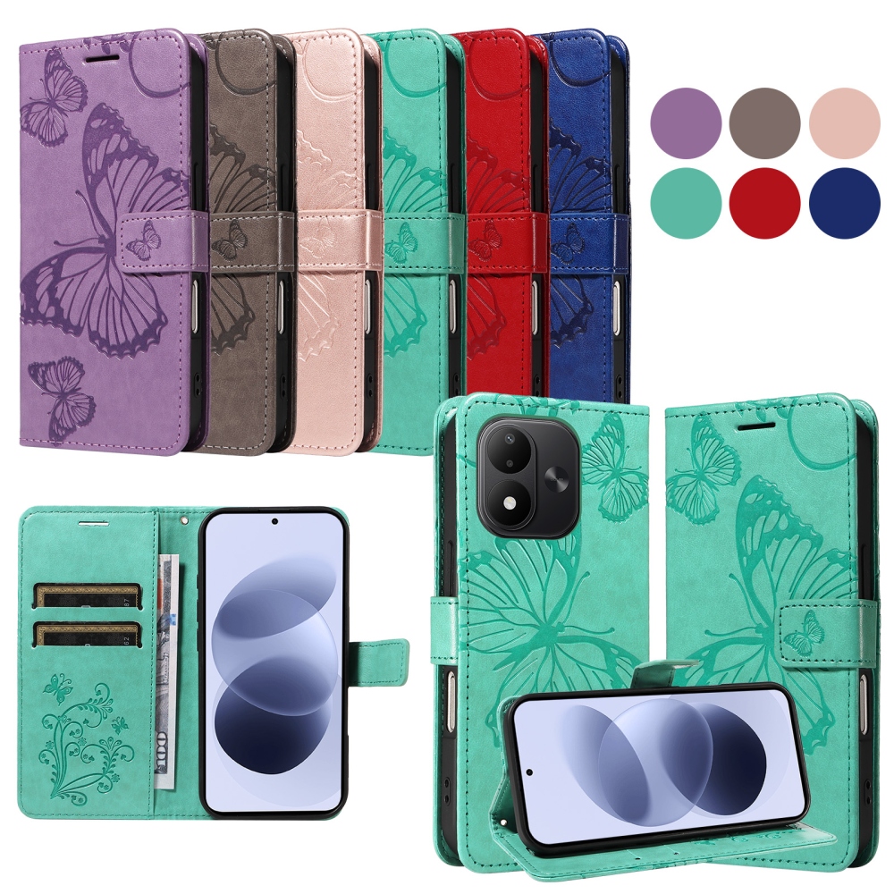 Big Butterfly knížkové pouzdro na Xiaomi Redmi Note 17 4G/5G - modrozelené