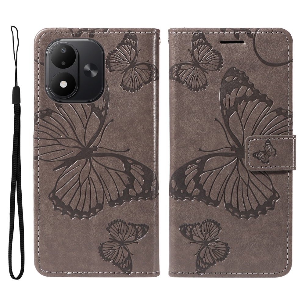 Big Butterfly knížkové pouzdro na Xiaomi Redmi Note 17 4G/5G - šedé