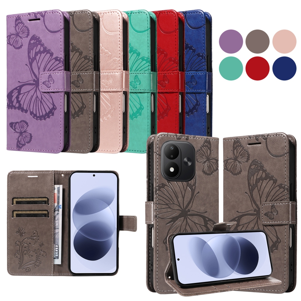 Big Butterfly knížkové pouzdro na Xiaomi Redmi Note 17 4G/5G - šedé