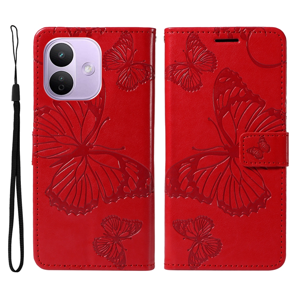 Big Butterfly knížkové pouzdro na Xiaomi Redmi Note 17 Pro 5G - červené
