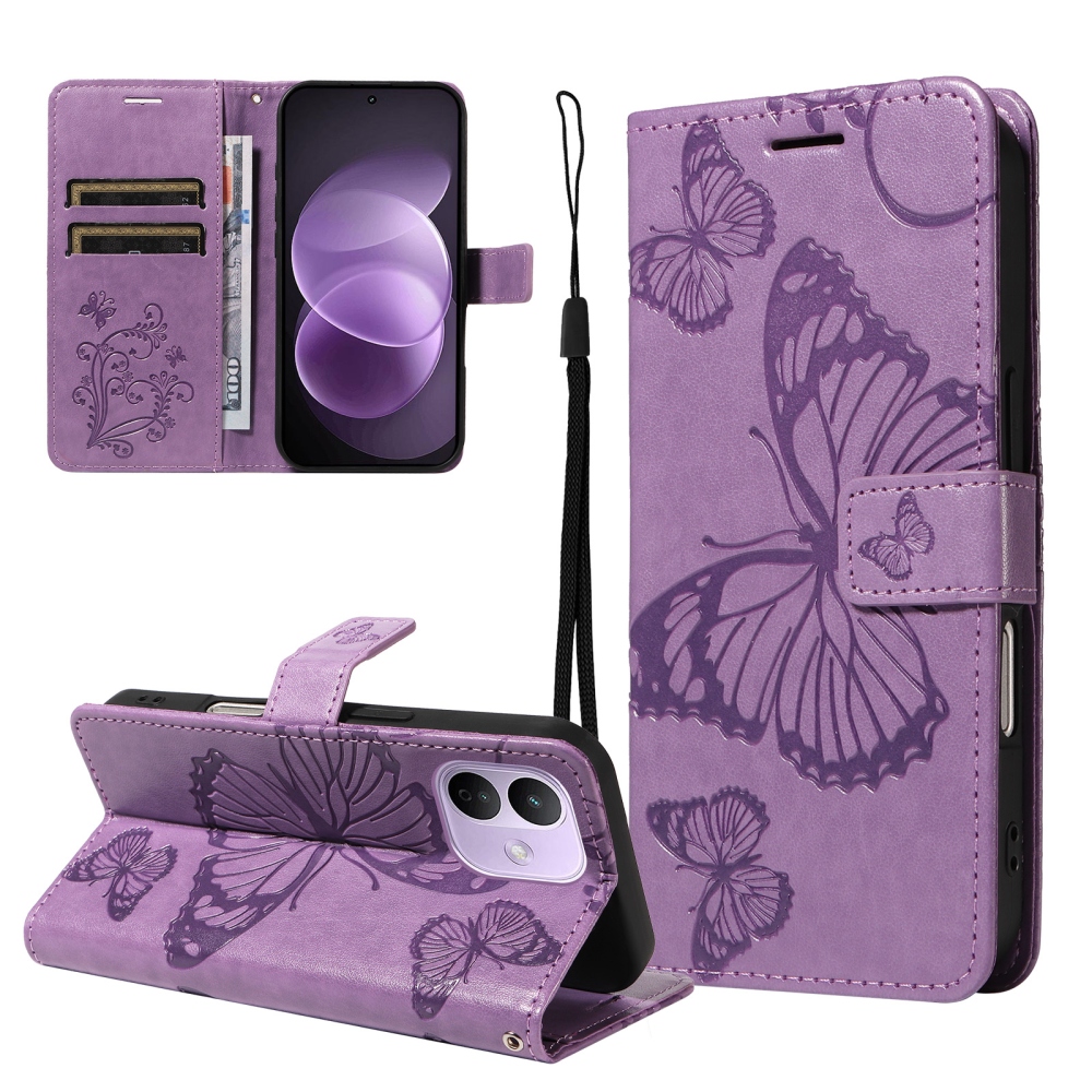 Big Butterfly knížkové pouzdro na Xiaomi Redmi Note 17 Pro 5G - fialové