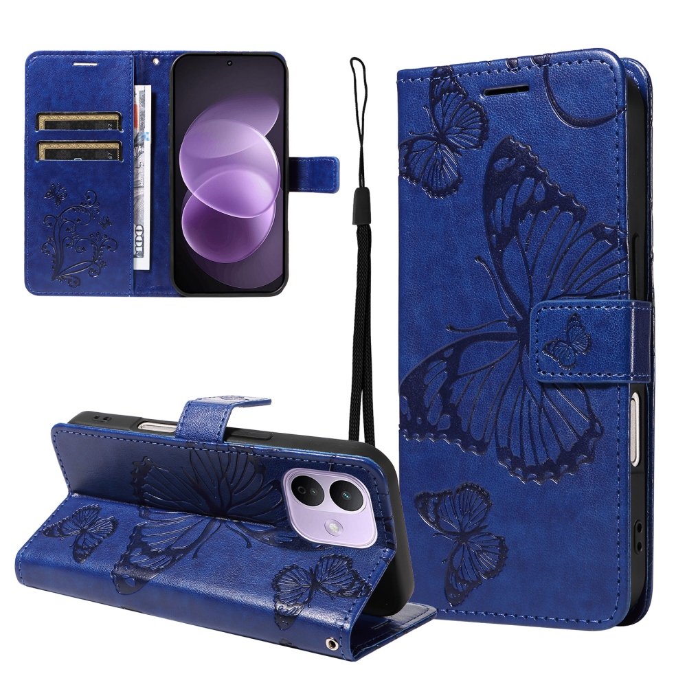 Big Butterfly knížkové pouzdro na Xiaomi Redmi Note 17 Pro 5G - modré