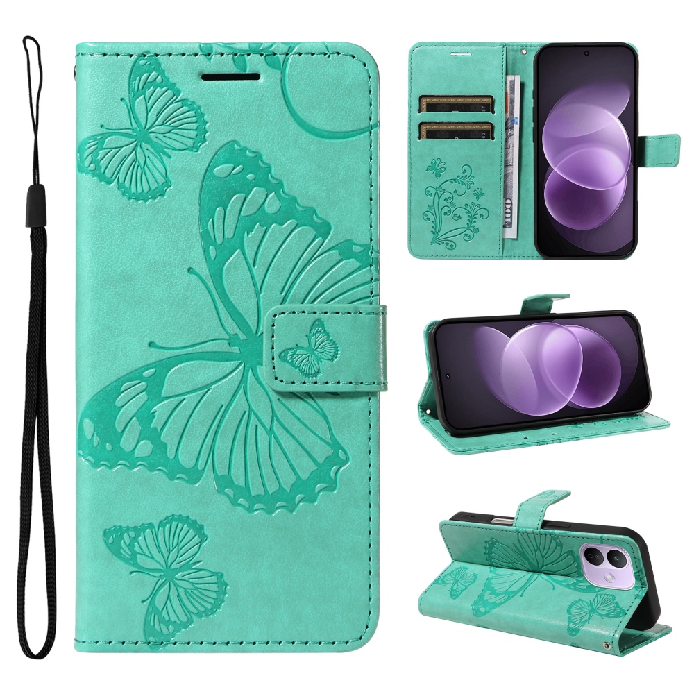 Big Butterfly knížkové pouzdro na Xiaomi Redmi Note 17 Pro 5G - modrozelené