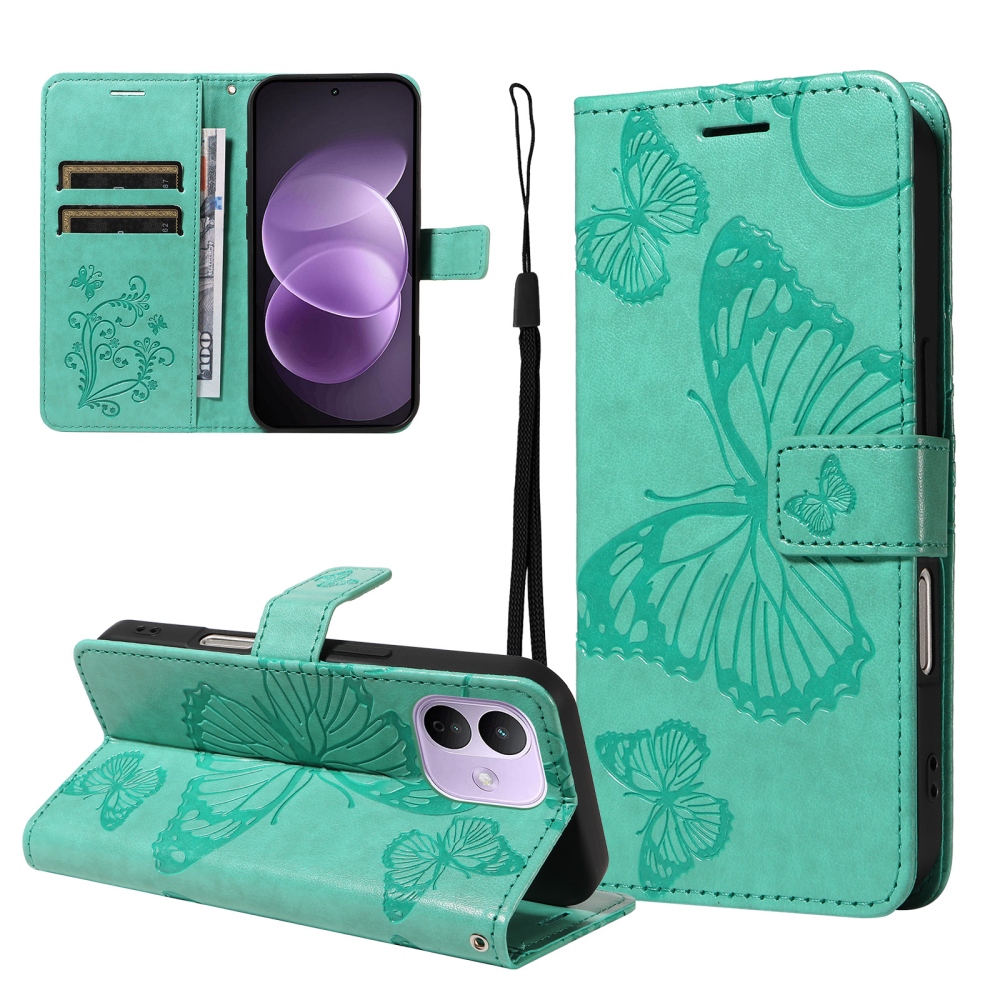 Big Butterfly knížkové pouzdro na Xiaomi Redmi Note 17 Pro 5G - modrozelené