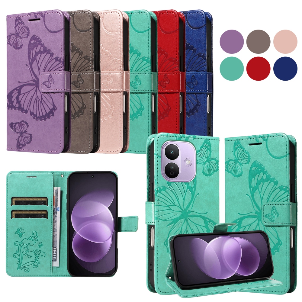 Big Butterfly knížkové pouzdro na Xiaomi Redmi Note 17 Pro 5G - modrozelené