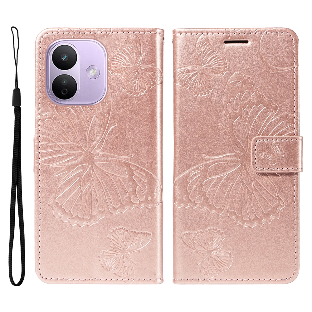 Big Butterfly knížkové pouzdro na Xiaomi Redmi Note 17 Pro 5G - růžovozlaté