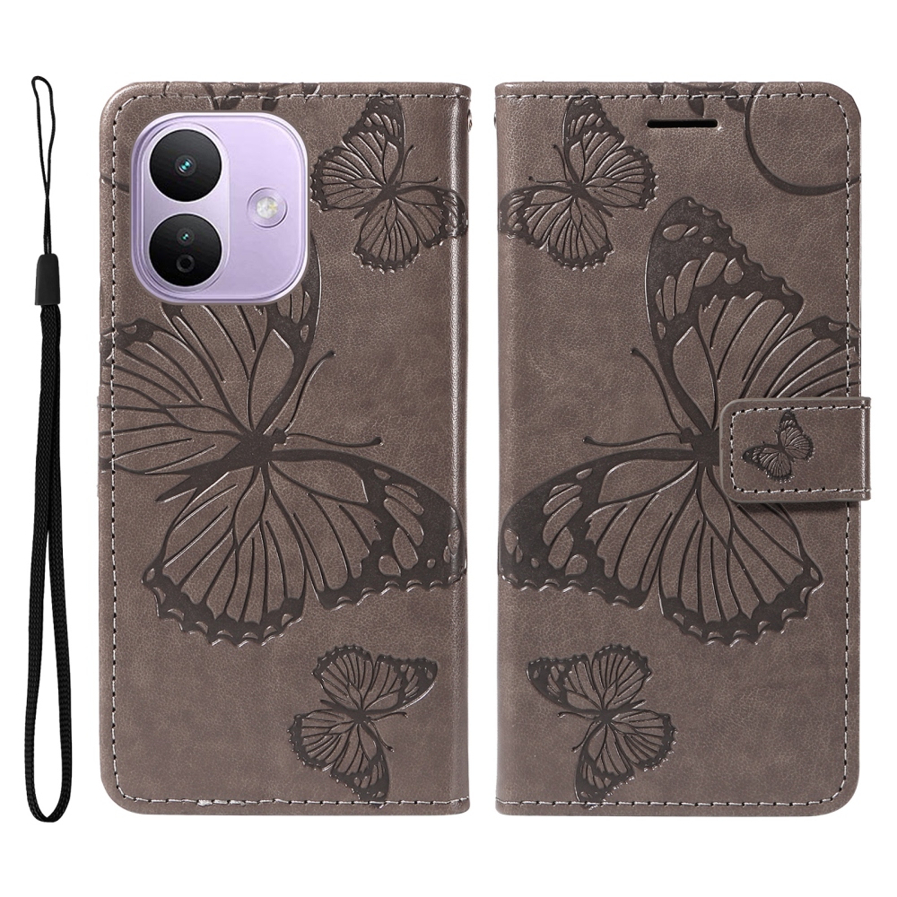 Big Butterfly knížkové pouzdro na Xiaomi Redmi Note 17 Pro 5G - šedé