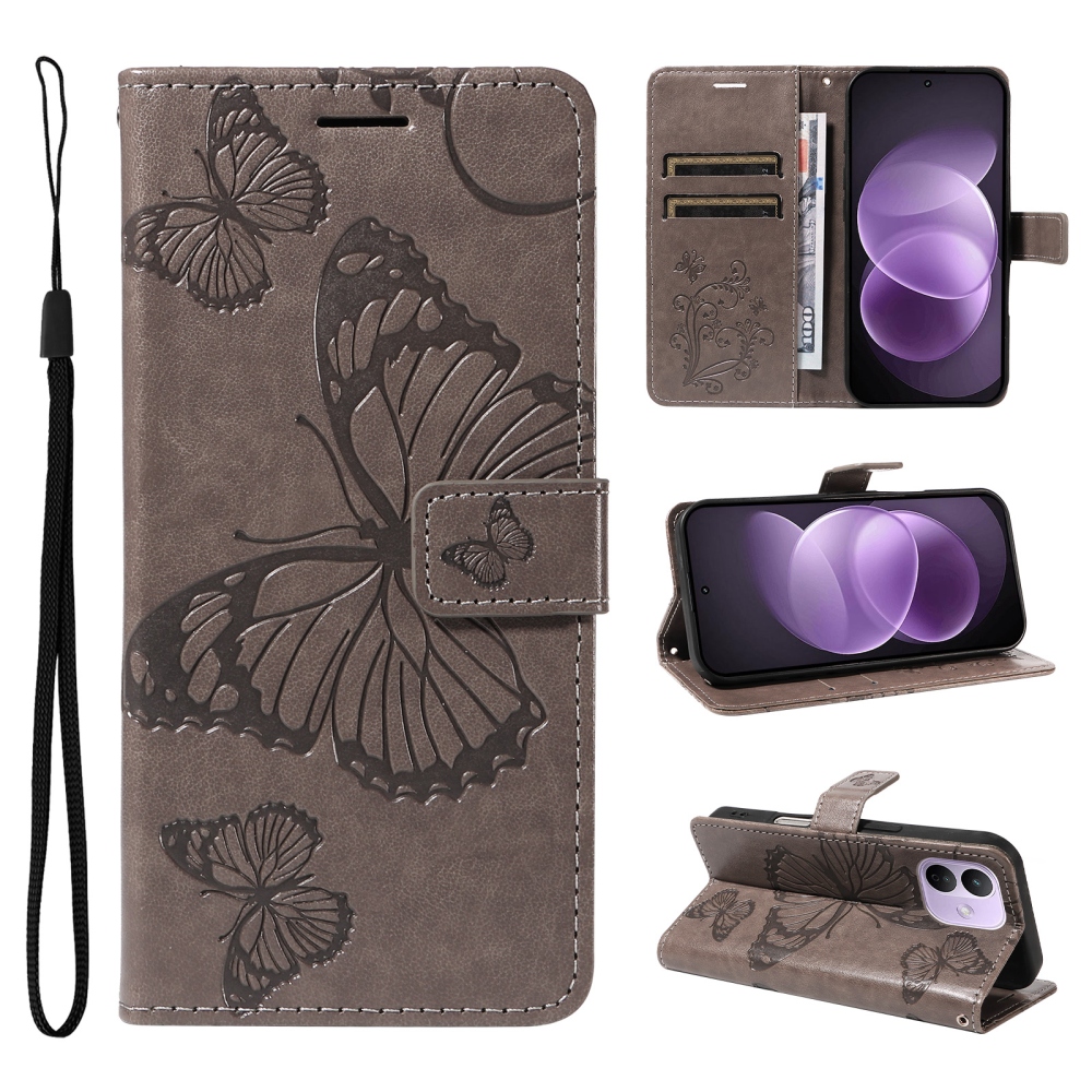 Big Butterfly knížkové pouzdro na Xiaomi Redmi Note 17 Pro 5G - šedé