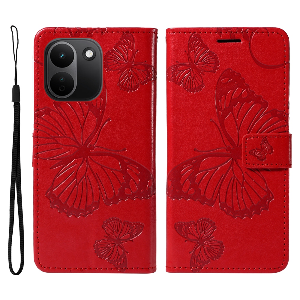 Big Butterfly knížkové pouzdro na Xiaomi Redmi Note 17 Pro Max 5G - červené