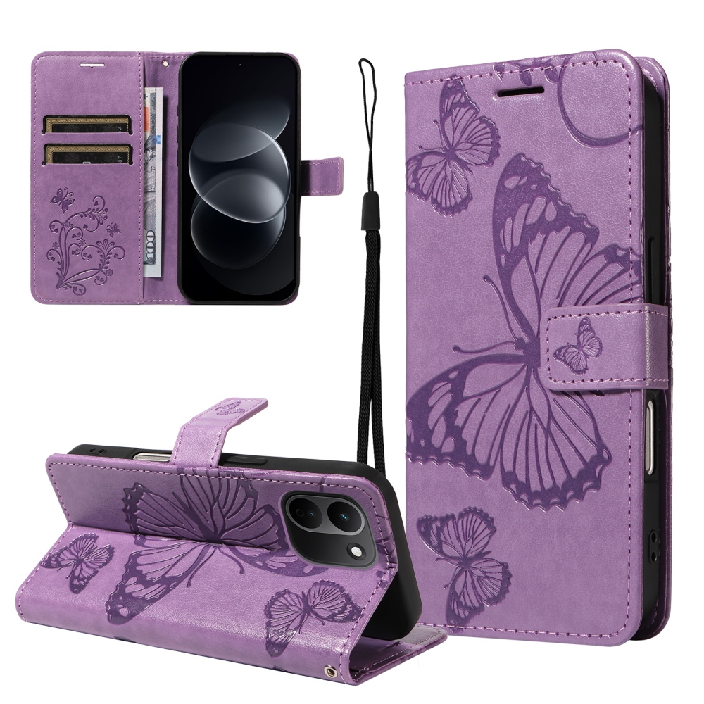 Big Butterfly knížkové pouzdro na Xiaomi Redmi Note 17 Pro Max 5G - fialové