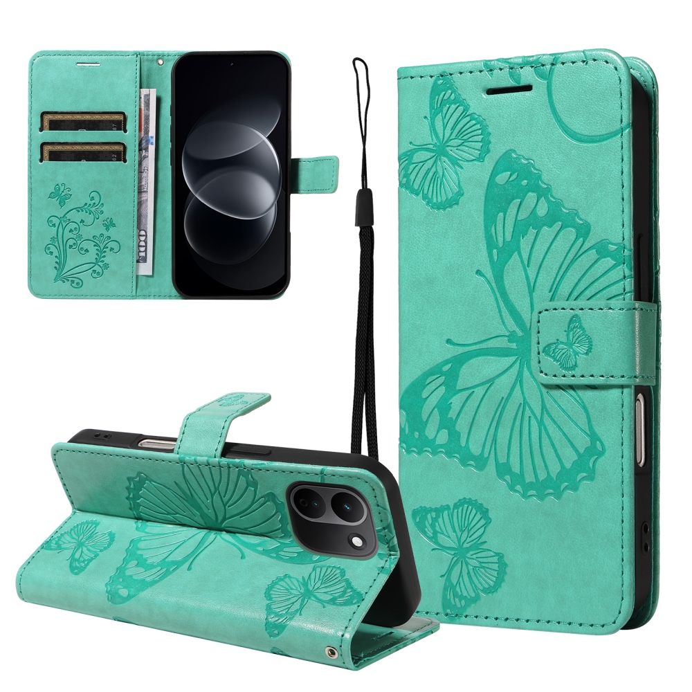 Big Butterfly knížkové pouzdro na Xiaomi Redmi Note 17 Pro Max 5G - modrozelené