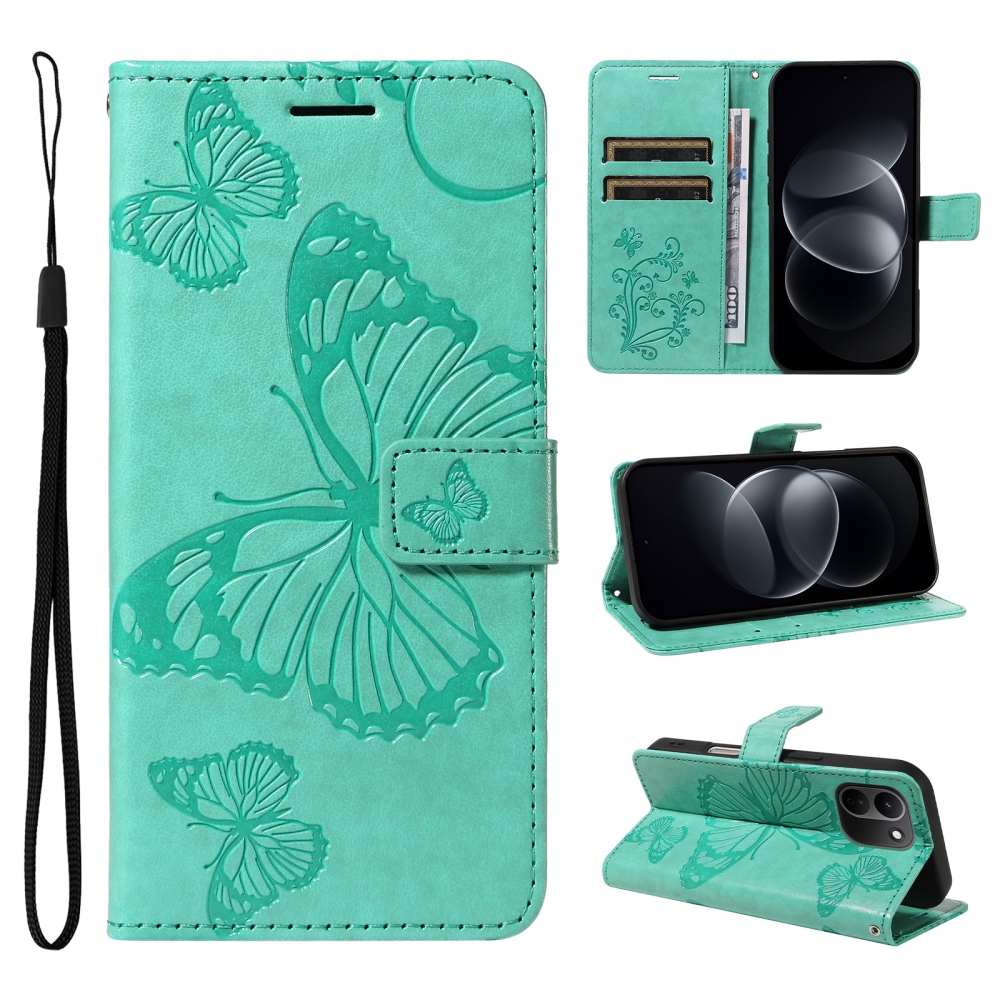 Big Butterfly knížkové pouzdro na Xiaomi Redmi Note 17 Pro Max 5G - modrozelené