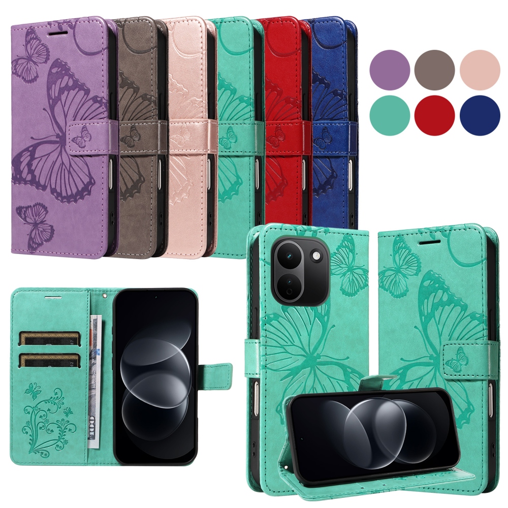 Big Butterfly knížkové pouzdro na Xiaomi Redmi Note 17 Pro Max 5G - modrozelené