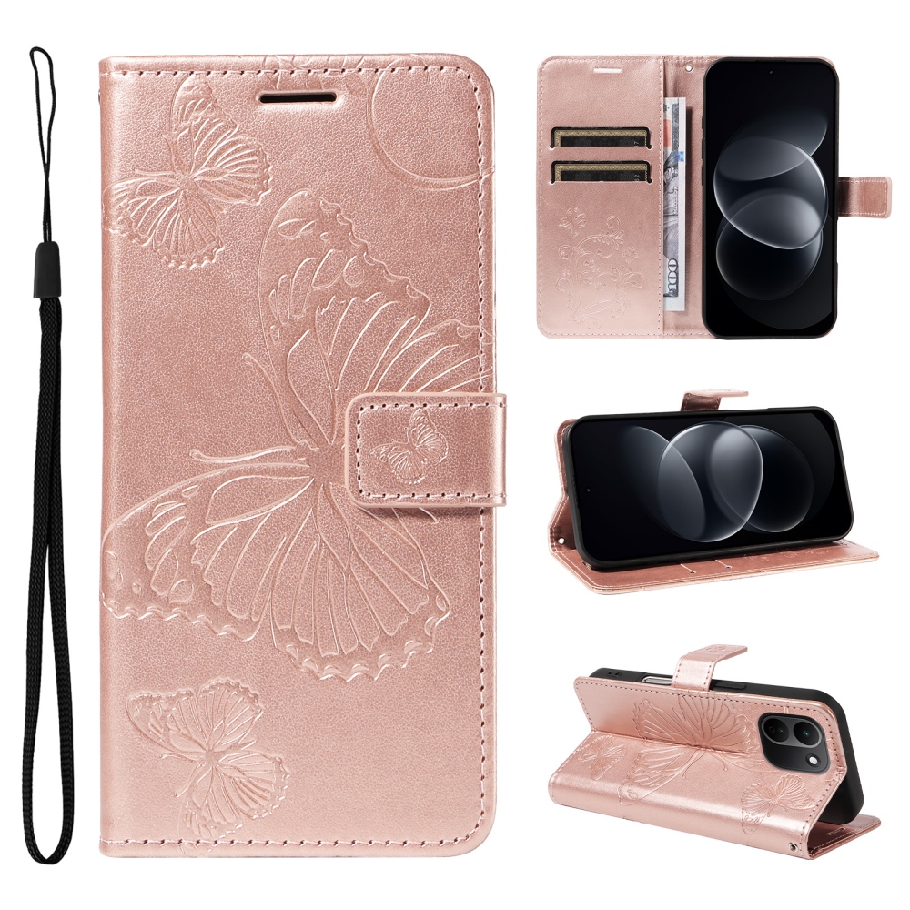 Big Butterfly knížkové pouzdro na Xiaomi Redmi Note 17 Pro Max 5G - růžovozlaté