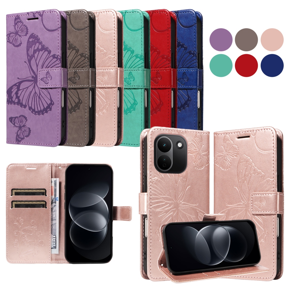 Big Butterfly knížkové pouzdro na Xiaomi Redmi Note 17 Pro Max 5G - růžovozlaté