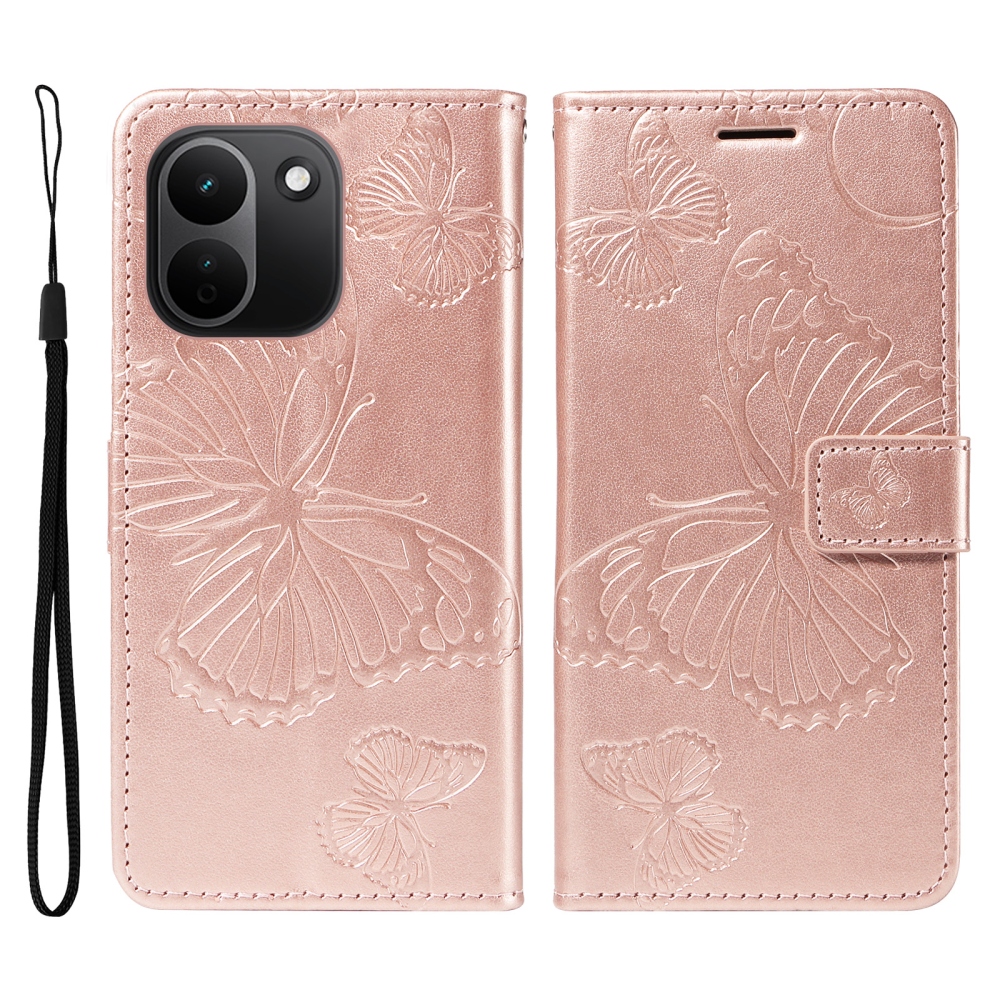Big Butterfly knížkové pouzdro na Xiaomi Redmi Note 17 Pro Max 5G - růžovozlaté