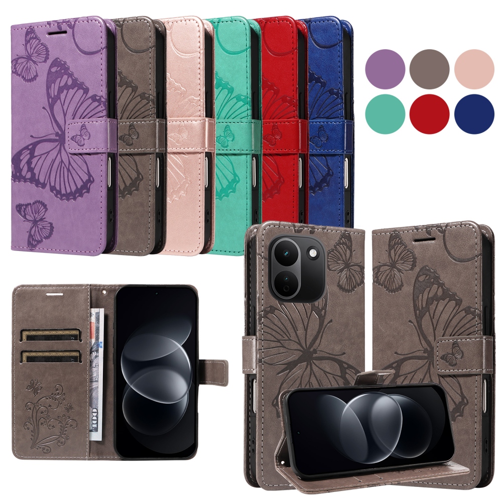 Big Butterfly knížkové pouzdro na Xiaomi Redmi Note 17 Pro Max 5G - šedé