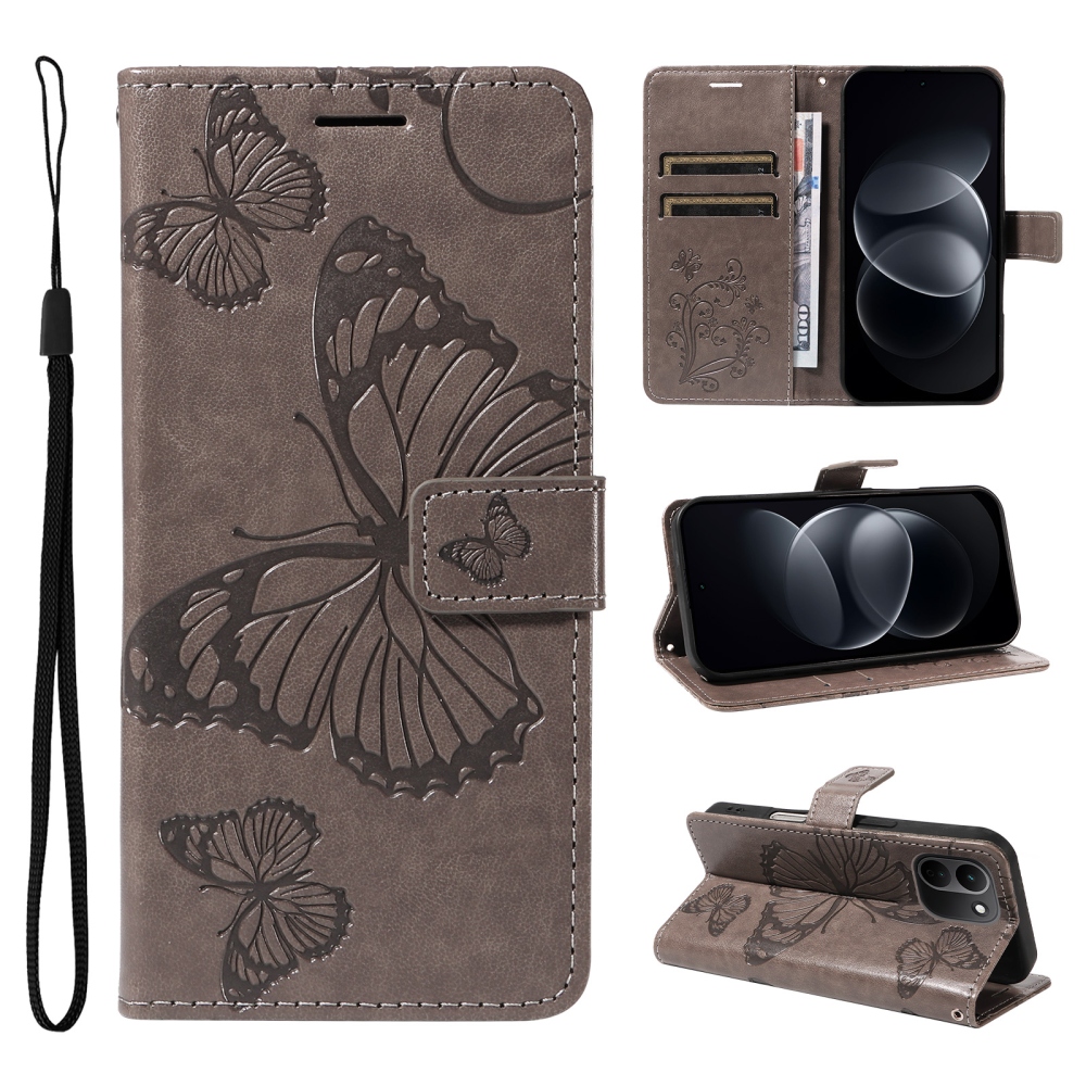 Big Butterfly knížkové pouzdro na Xiaomi Redmi Note 17 Pro Max 5G - šedé