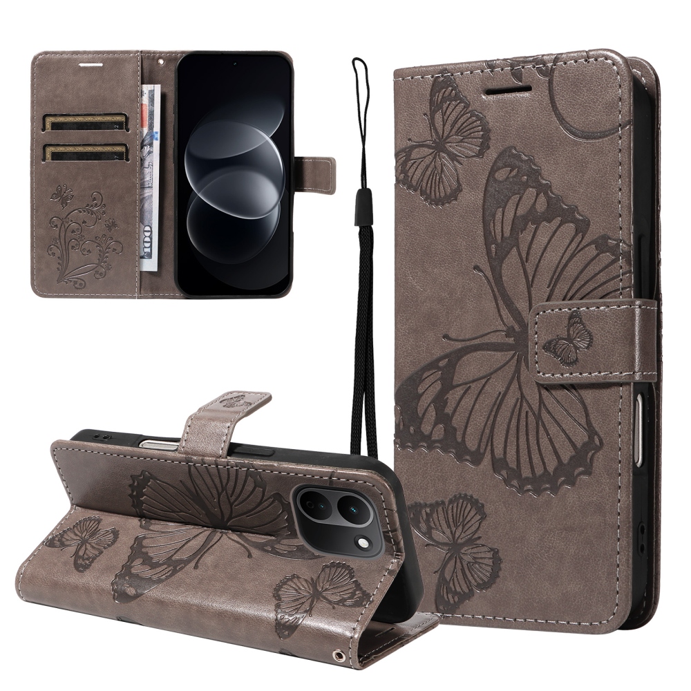 Big Butterfly knížkové pouzdro na Xiaomi Redmi Note 17 Pro Max 5G - šedé