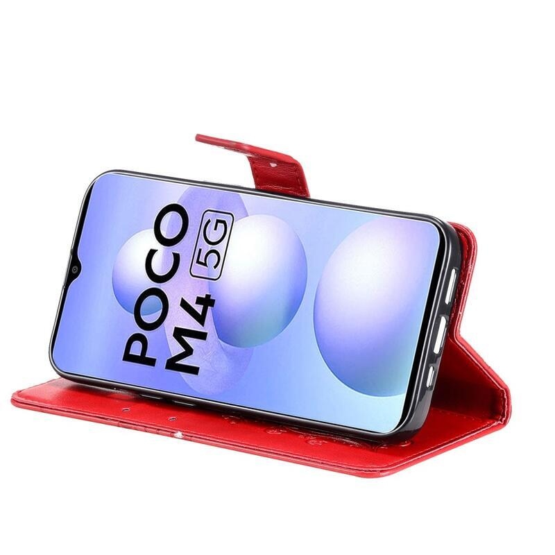 Big Butterfly peněženkové pouzdro pro mobil Xiaomi Poco M4 5G - červené