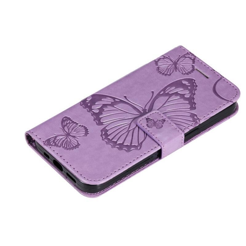 Big Butterfly peněženkové pouzdro pro mobil Xiaomi Poco M4 5G - fialové