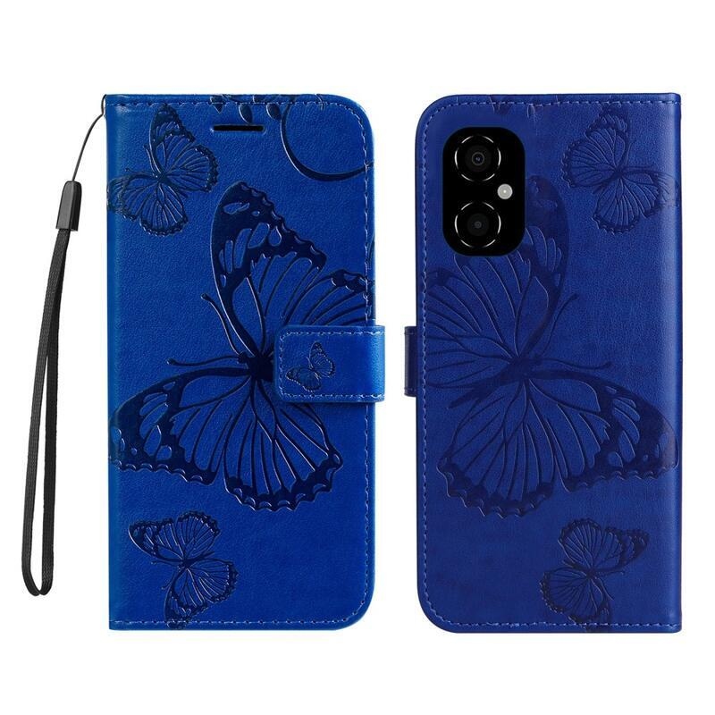 Big Butterfly peněženkové pouzdro pro mobil Xiaomi Poco M4 5G - modré
