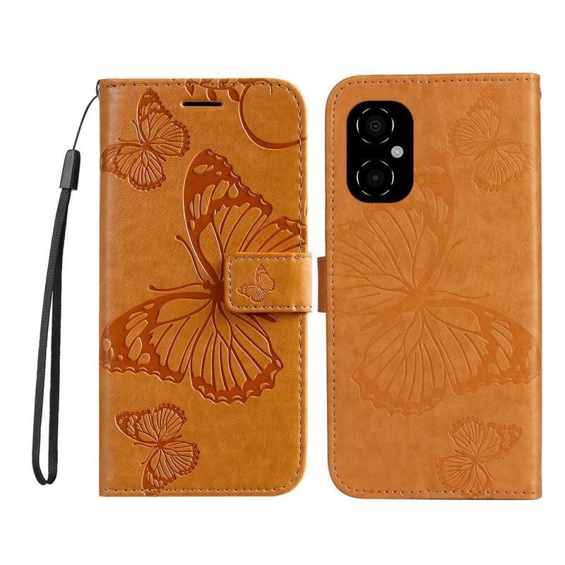 Big Butterfly peněženkové pouzdro pro mobil Xiaomi Poco M4 5G - žluté
