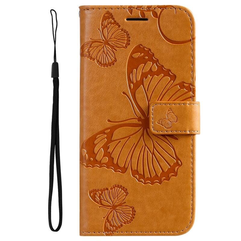 Big Butterfly PU kožené peněženkové pouzdro na mobil Vivo Y20s/Y11s - žluté