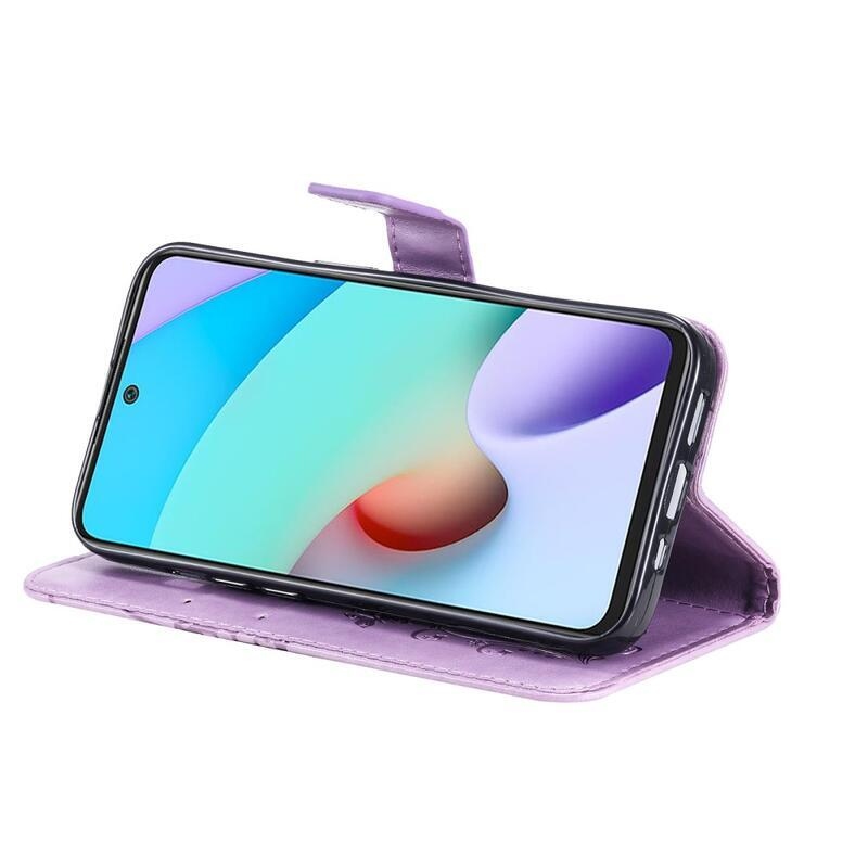 Big Butterfly PU kožené peněženkové pouzdro na mobil Xiaomi Redmi 10/Redmi 10 (2022) - fialové