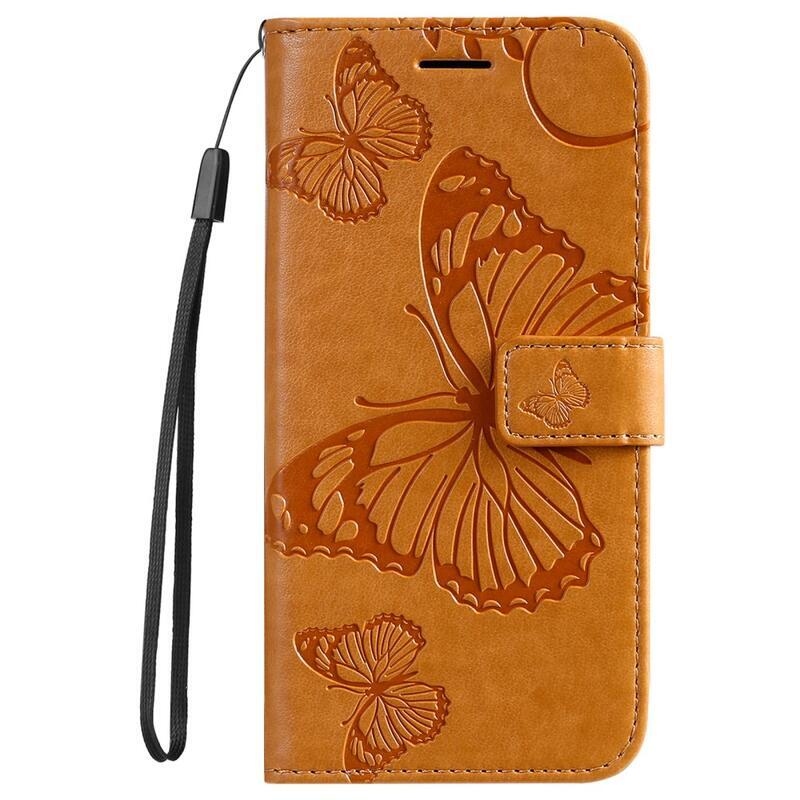 Big Butterfly PU kožené peněženkové pouzdro na mobil Xiaomi Redmi 10/Redmi 10 (2022) - žluté
