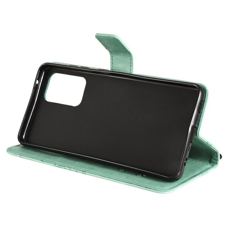 Big Butterfly PU kožené peněženkové pouzdro pro mobil Samsung Galaxy A52 5G/4G/A52s 5G - zelené