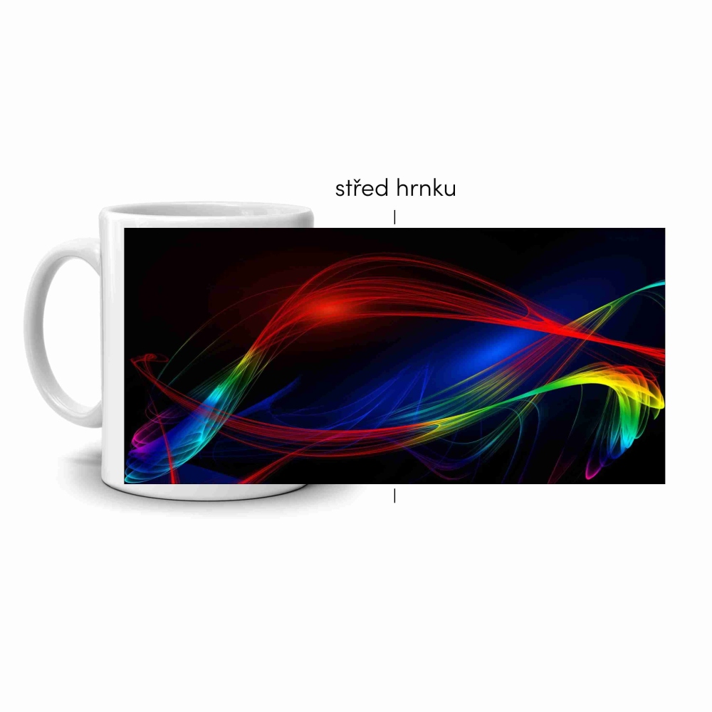 Bílý keramický hrnek 330ml s obrázkem - abstraktní motiv 1