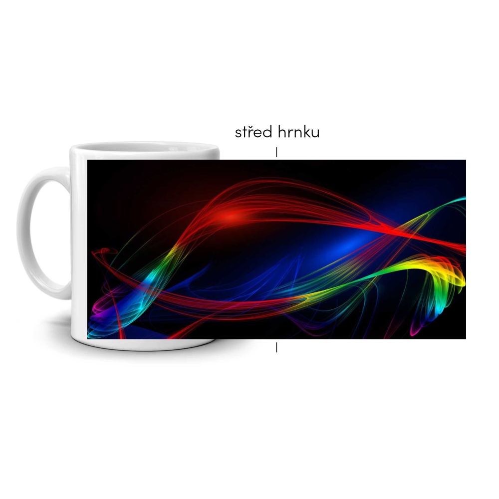 Bílý keramický hrnek 330ml s obrázkem - abstraktní motiv 1