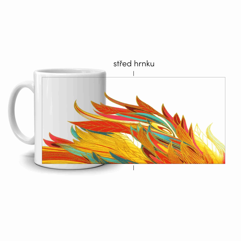 Bílý keramický hrnek 330ml s obrázkem - abstraktní motiv 2