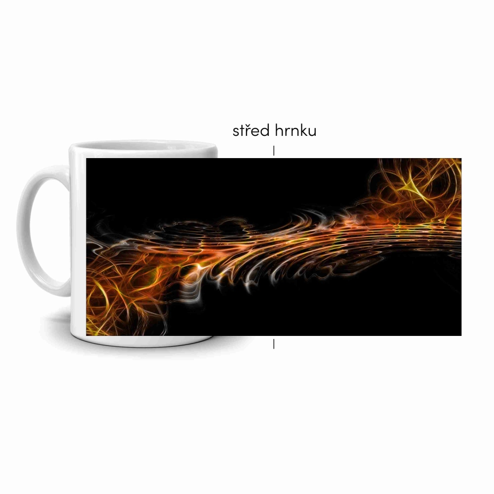 Bílý keramický hrnek 330ml s obrázkem - abstraktní motiv 3