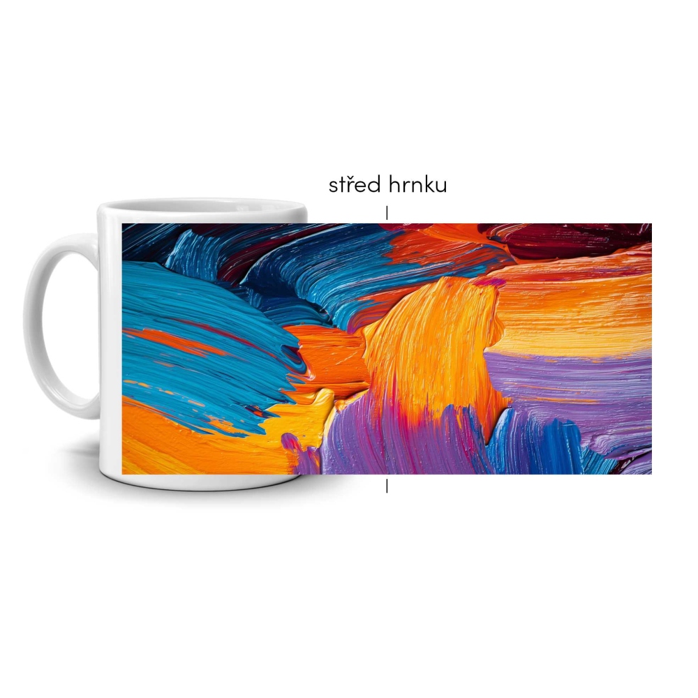 Bílý keramický hrnek 330ml s obrázkem - abstraktní motiv 4