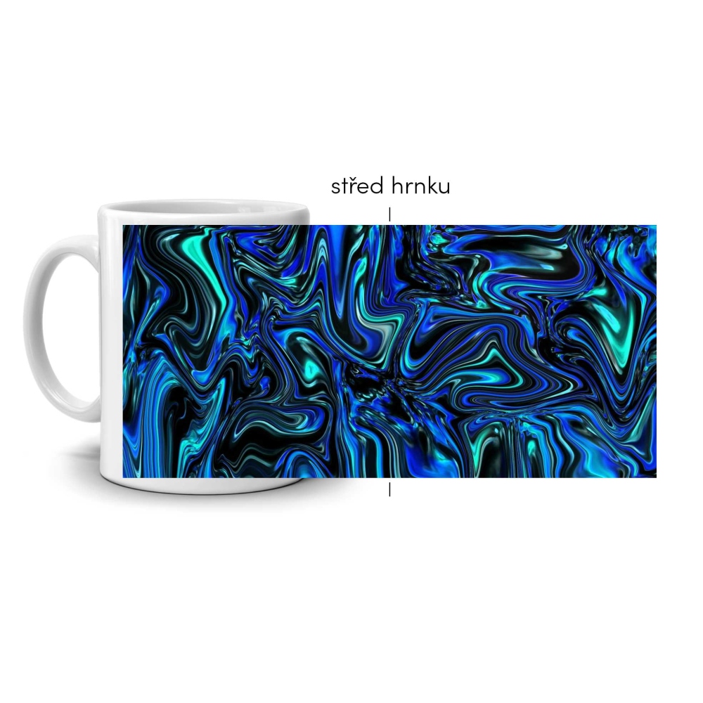 Bílý keramický hrnek 330ml s obrázkem - abstraktní motiv 7