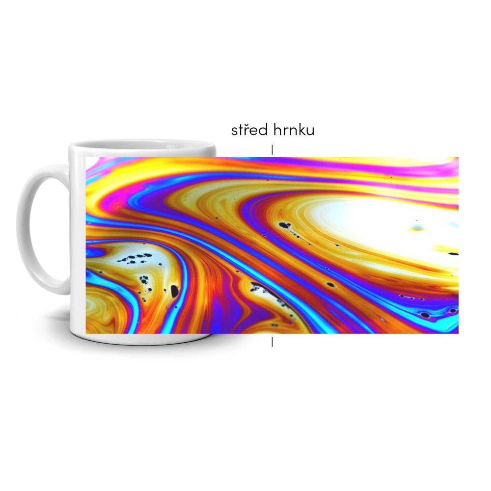 Bílý keramický hrnek 330ml s obrázkem - abstraktní motiv 8