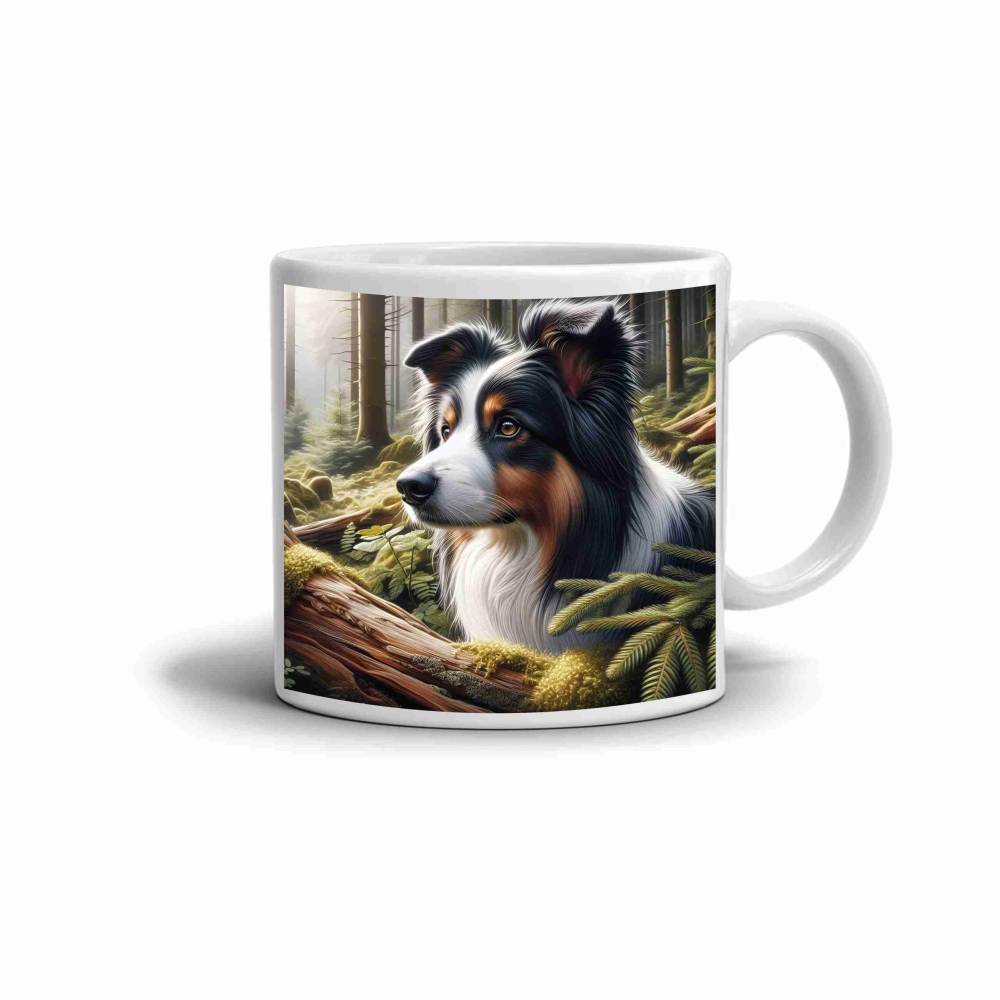 Bílý keramický hrnek 330ml s obrázkem - australský ovčák 2