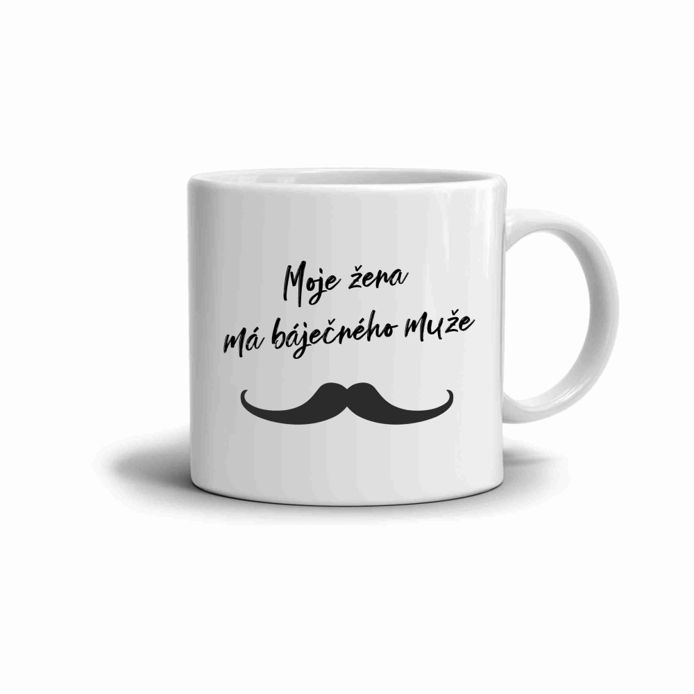 Bílý keramický hrnek 330ml s obrázkem - báječný muž