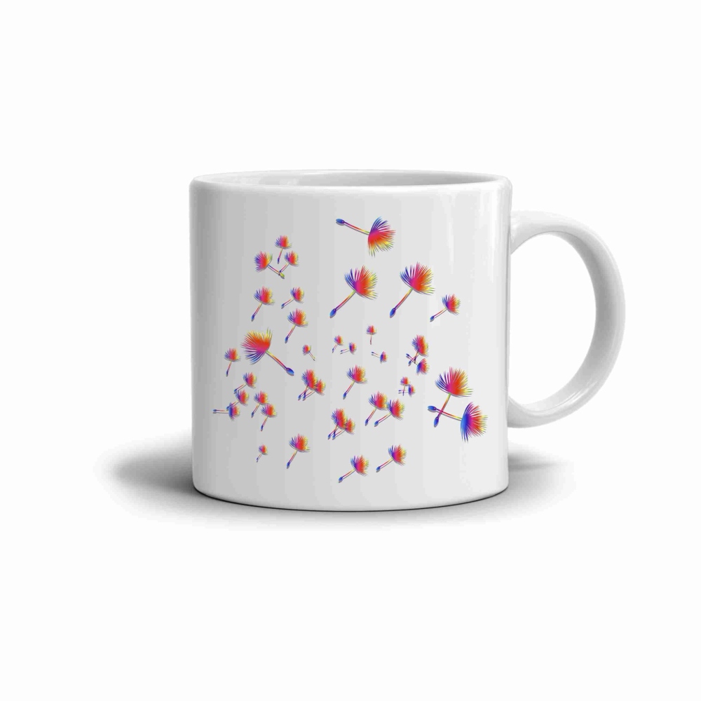 Bílý keramický hrnek 330ml s obrázkem - barevná semínka