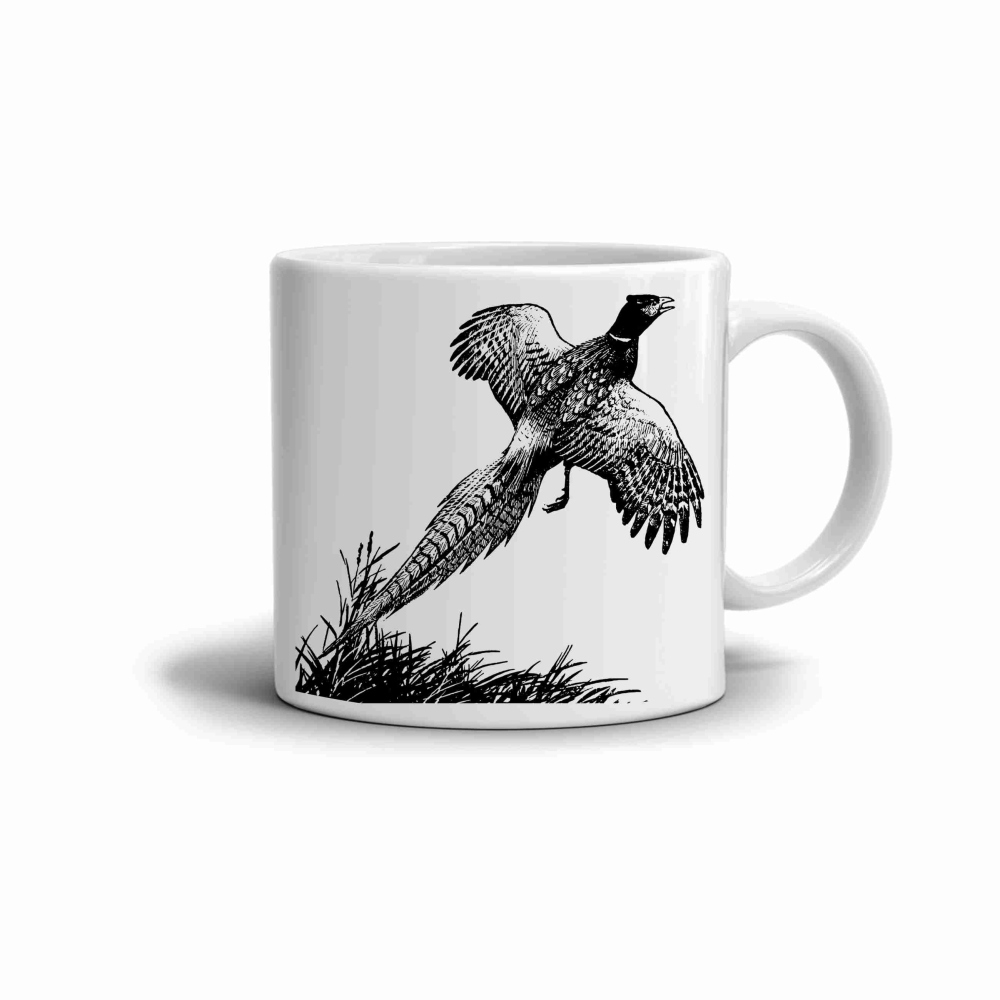 Bílý keramický hrnek 330ml s obrázkem - bažant