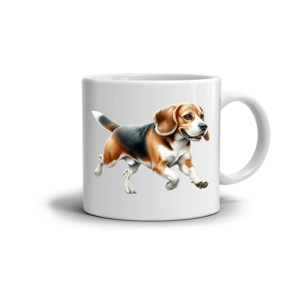 Bílý keramický hrnek 330ml s obrázkem - beagle 2