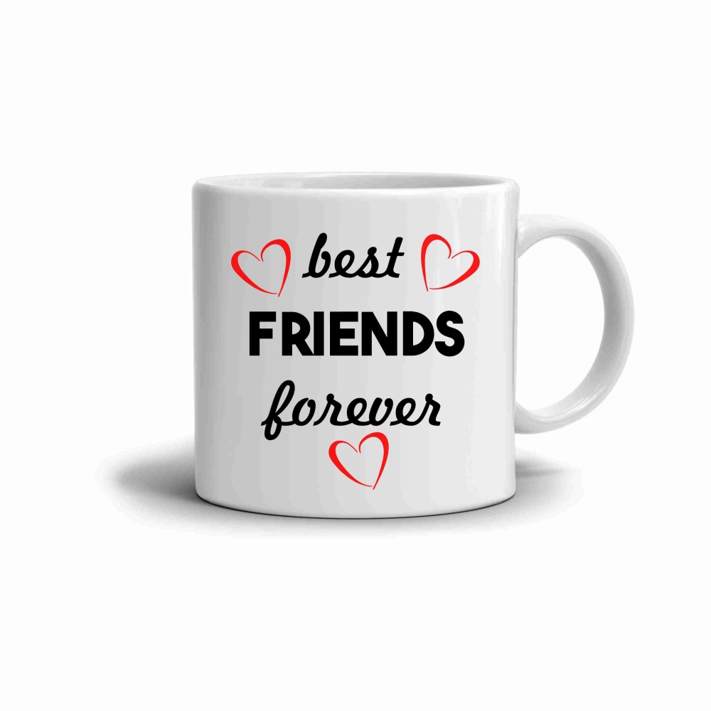 Bílý keramický hrnek 330ml s obrázkem - best friends forever