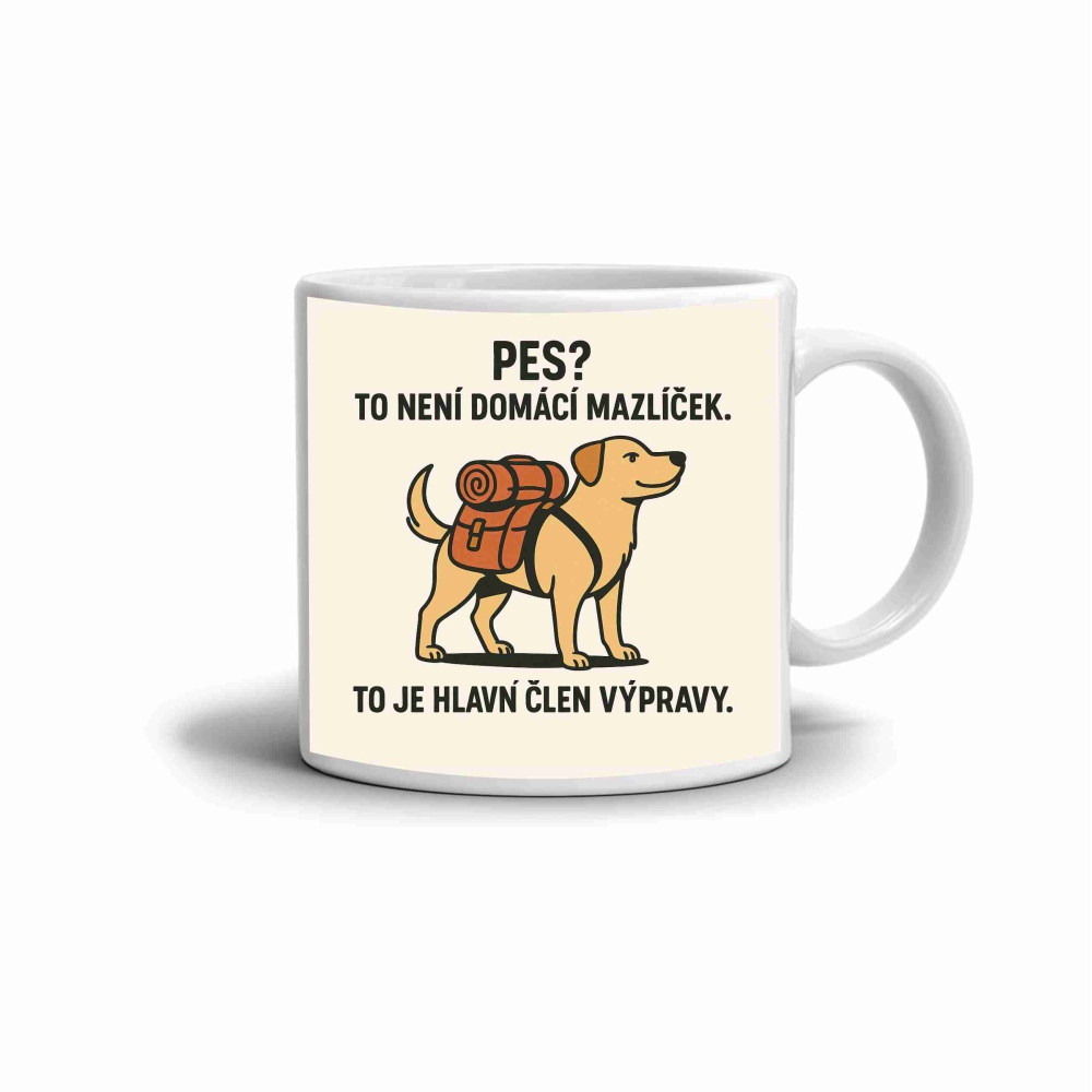 Bílý keramický hrnek 330ml s obrázkem - citát hlavní člen výpravy