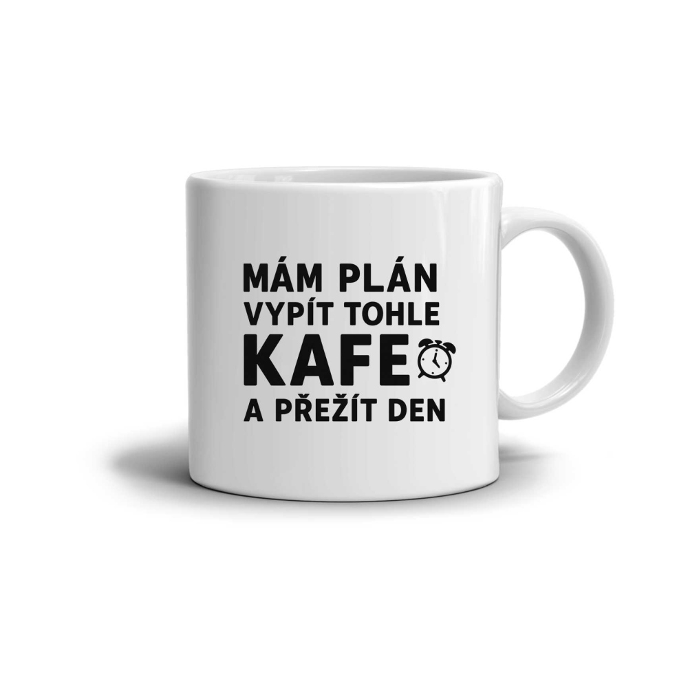 Bílý keramický hrnek 330ml s obrázkem - citát kafe 1