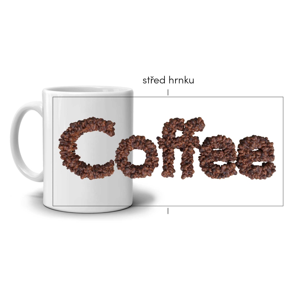 Bílý keramický hrnek 330ml s obrázkem - coffee