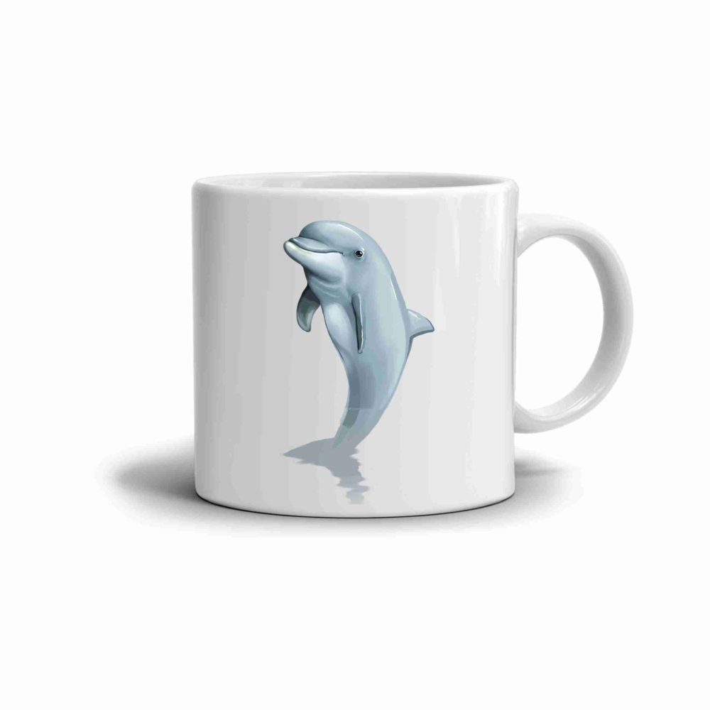 Bílý keramický hrnek 330ml s obrázkem - delfín 2