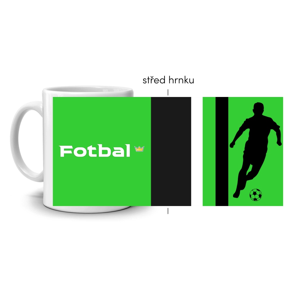 Bílý keramický hrnek 330ml s obrázkem - fotbal
