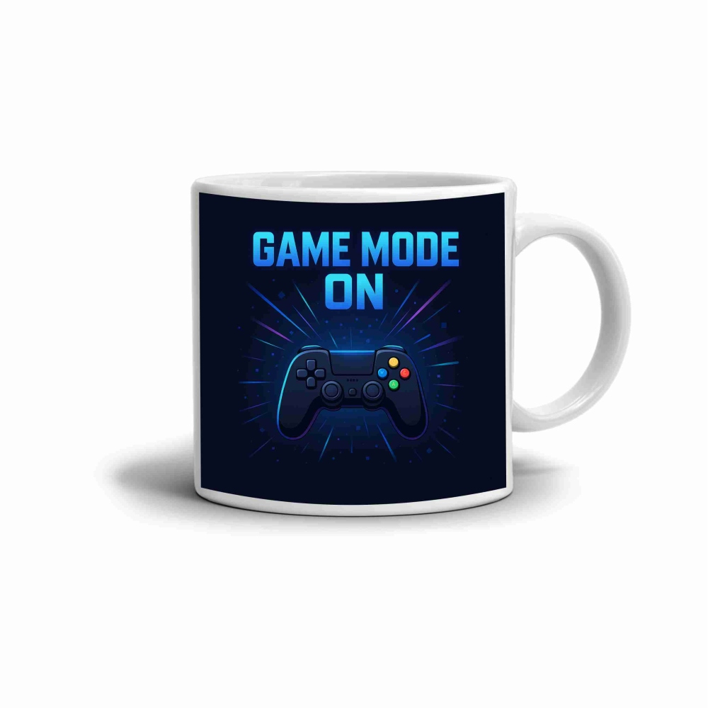 Bílý keramický hrnek 330ml s obrázkem - game mode